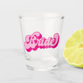 Retro Stijl Heet Roze Bruid Bachelorette Party Shot Glas (Voorkant)