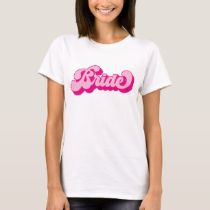 Retro Stijl Heet Roze Bruid Bachelorette Party T-shirt