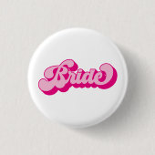 Retro stijl heet roze bruid vrijgezellenfeest ronde button 3,2 cm (Voorkant)