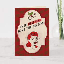 Retro-stijl heidens kerstkaart feestdagen kaart