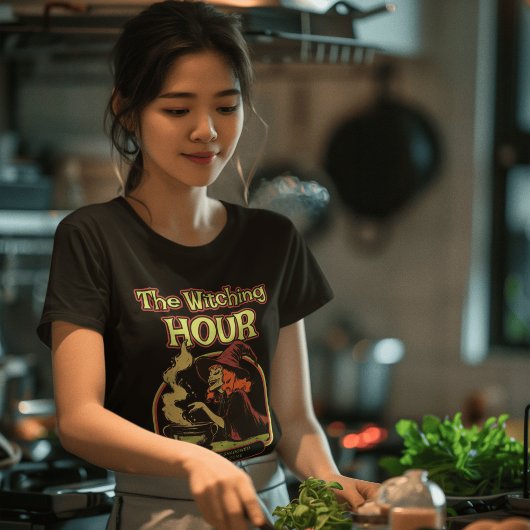 Retro-stijl heks die magische spellbinding uitvoer t-shirt