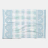 Retro stijl hemelsblauwe polka dot scallop theedoek (Horizontaal)
