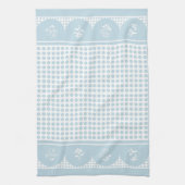 Retro stijl hemelsblauwe polka dot scallop theedoek (Verticaal)
