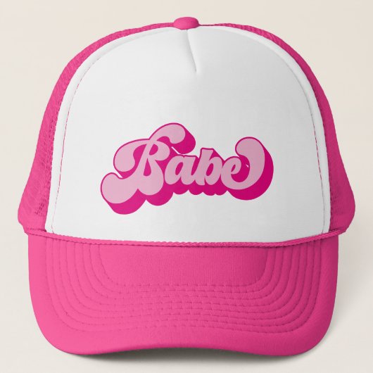 Retro stijl hete roze Babe vrijgezellenfeest Trucker Pet (Voorkant)