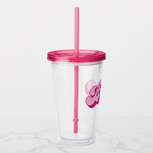 Retro stijl hete roze bruid vrijgezellenfeest acryl drinkbeker (Rechts)