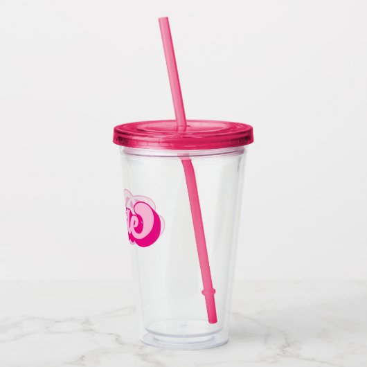 Retro stijl hete roze bruid vrijgezellenfeest acryl drinkbeker (Links)