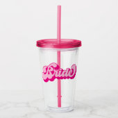 Retro stijl hete roze bruid vrijgezellenfeest acryl drinkbeker (Voorkant)