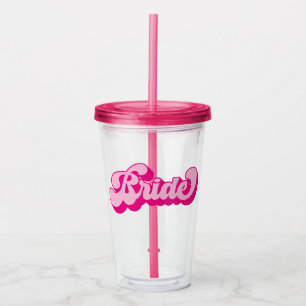 Retro stijl hete roze bruid vrijgezellenfeest acryl drinkbeker
