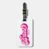 Retro stijl hete roze bruid vrijgezellenfeest bagagelabel (Voorkant verticaal)