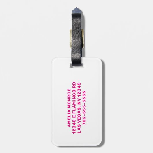 Retro stijl hete roze bruid vrijgezellenfeest bagagelabel (Achterkant verticaal)