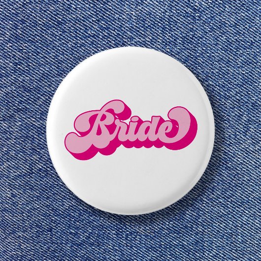 Retro stijl hete roze bruid vrijgezellenfeest ronde button 3,2 cm