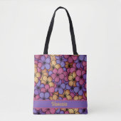 Retro stijl Hippie bloemen gepersonaliseerd Tote Bag (Voorkant)