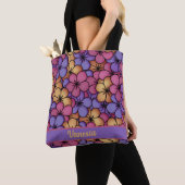 Retro stijl Hippie bloemen gepersonaliseerd Tote Bag (Dichtbij)