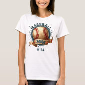 Retro stijl honkbal mam gepersonaliseerd t-shirt (Voorkant)