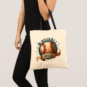 Retro stijl honkbal mam gepersonaliseerd tote bag