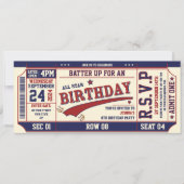 Retro stijl honkbal ticket verjaardagsfeestje Kaart (Voorkant)