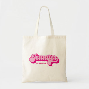 Retro Stijl Hot Roze Bruid Aangepaste Naam Tote Bag