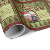 Retro  Stijl Huisdier Fototekst Kerstmis Cadeaupapier (Rol Hoek)