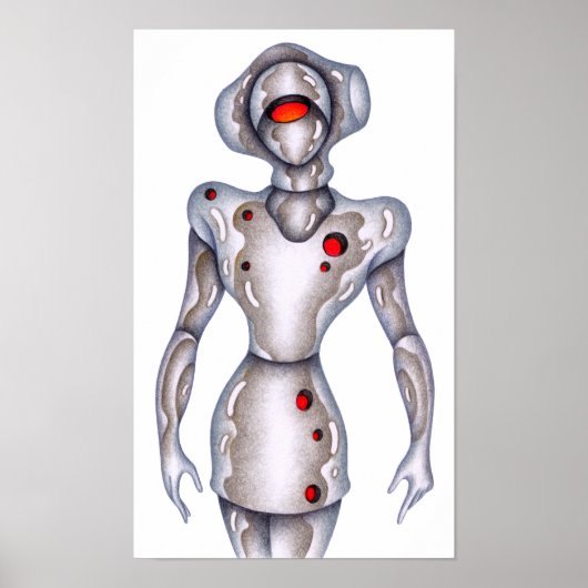 Retro-stijl humanoïde robot. poster (Voorkant)