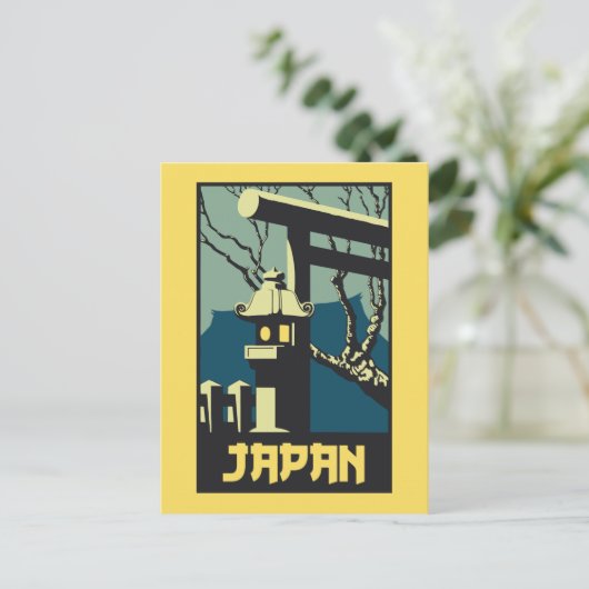 Retro stijl Japan reizen adverteren Briefkaart (Staand voorkant)