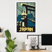 Retro  stijl Japan reizen adverteren Poster (Thuiskantoor)