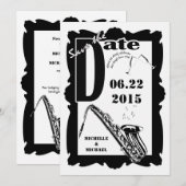 Retro stijl Jazz Bewaar de datum Zwart Wit 2 Kaart (Voorkant / Achterkant)