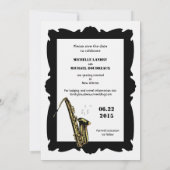 Retro Stijl Jazz Bewaar de Datum Zwart Wit 3 Save The Date (Achterkant)