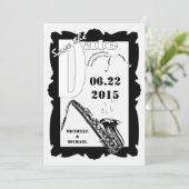 Retro stijl Jazz Save the Date Zwart Wit Kaart (Staand voorkant)