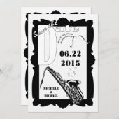 Retro stijl Jazz Save the Date Zwart Wit Kaart (Voorkant / Achterkant)