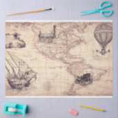 Retro stijl kaartpatroon, wereldkaarten thema tissuepapier (Craft)