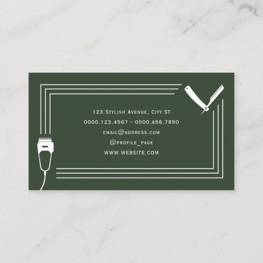 Retro  stijl kapperszaak visitekaartje (Achterkant)