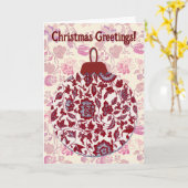  Retro Stijl Kerst Ornament Kaart (Gele Bloem)
