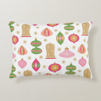 Retro stijl Kerst ornamenten - roze groen goud Accent Kussen