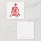 Retro stijl Kerst vakantie vreugde Rood Wit Aangep Notitiekaartje (Voorkant / Achterkant)