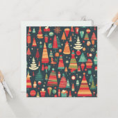 Retro Stijl Kerstbomen en Decoraties Kaart (Voorkant / Achterkant in situ)