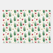 Retro Stijl Kerstboom en Giftpatroon Inpakpapier Vel (Voorkant 2)