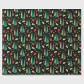 Retro Stijl Kerstboom Patroon Cadeaupapier (Vlak)