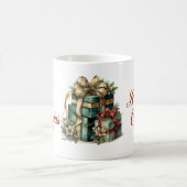  retro stijl kerstcadeau groen & goud koffiemok (Center)