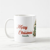 retro stijl kerstcadeau groen & goud koffiemok (Links)