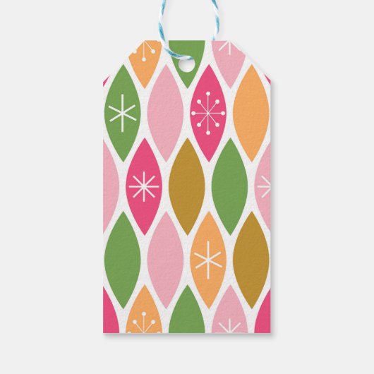 Retro stijl kerstcadeaus - roze harlekijn cadeaulabel (Achterkant)