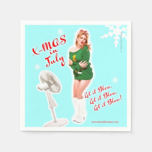 Retro stijl Kerstmis in juli drank servetten. Servet (Voorkant)