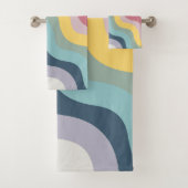 Retro stijl kleurrijke diagonale golven ontwerp bad handdoek (Insitu)