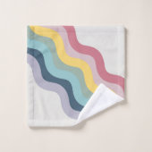 Retro stijl kleurrijke diagonale golven ontwerp bad handdoek (Wasdoekje)