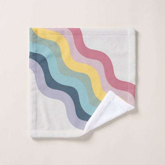 Retro stijl kleurrijke diagonale golven ontwerp bad handdoek (Wasdoekje)