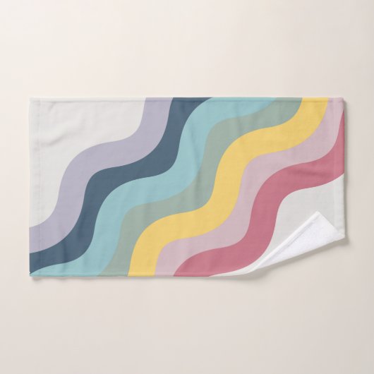 Retro stijl kleurrijke diagonale golven ontwerp bad handdoek (Handdoek)