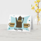 Retro stijl koffie thema Verjaardag Kaart (blauwgr (Gele Bloem)