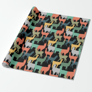 Retro stijl lama patroon vintage alpaca roze cadeaupapier