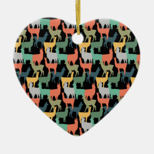 Retro stijl lama patroon vintage alpaca roze keramisch ornament