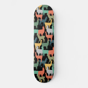 Retro stijl lama patroon vintage alpaca roze persoonlijk skateboard