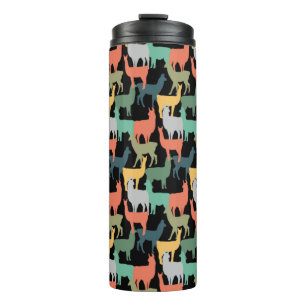 Retro stijl lama patroon vintage alpaca roze thermosbeker